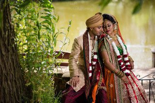 Asian Wedding portrait at Hare Krishna Mandir