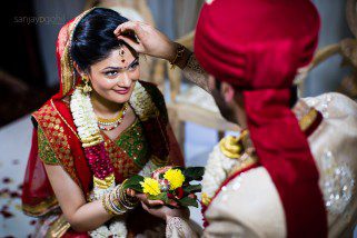 Sindoor ceremony during Hindu Gujarati ceremony