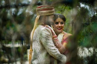 Asian wedding bride and groom portrait at Sopwell House
