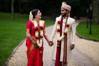 Asian wedding bride and groom portrait at Sopwell House